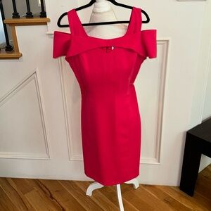 Cold shoulder, hot pink dress
